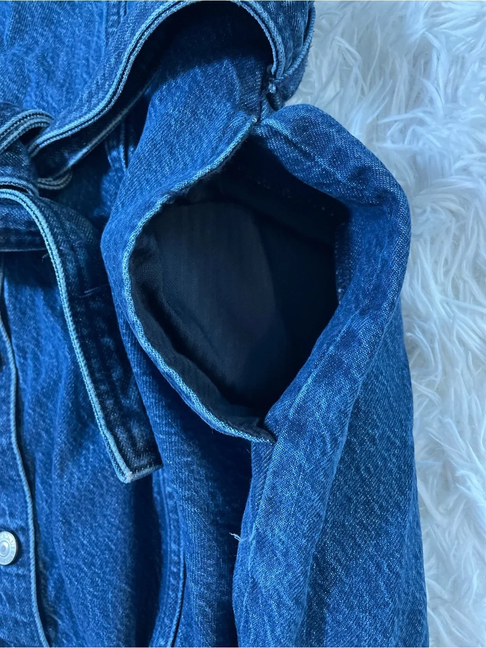 Abercrombie & Fitch Utility 90s Y2K Western Cowgirl Belted Denim Jean Dress L - Picture 6 of 13